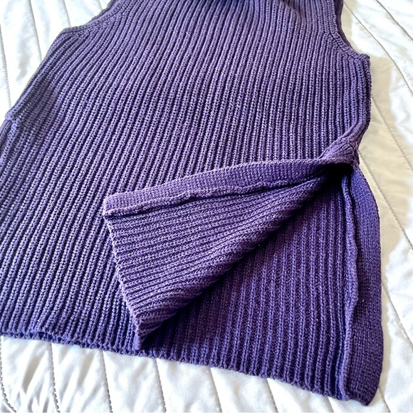Purple Sleeveless Knit Top minimalist Comfy Casual Colorful Fall Tailgate Size L - Picture 5 of 10